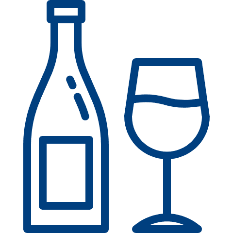 Wine with a wine of glass icon