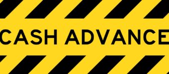 A word cash advance with a yellow and black background.